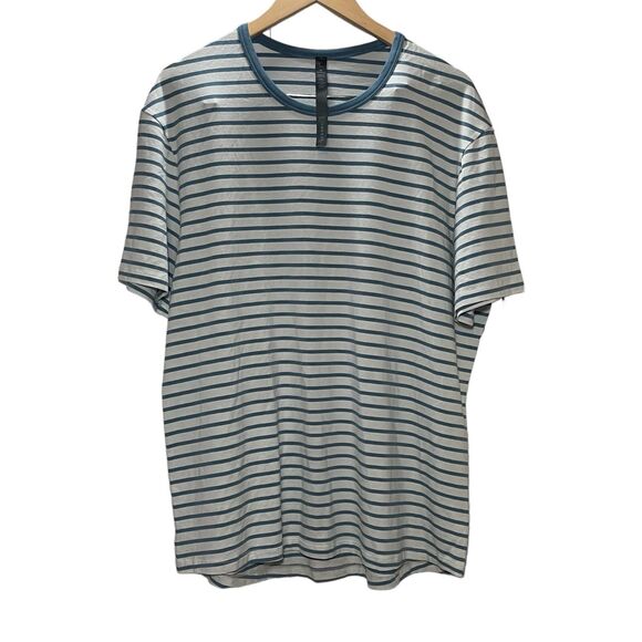 Lululemon Crewneck T-Shirt Short Sleeve Men's Size XXL Blue Gray Athleisure Gym - Picture 1 of 7